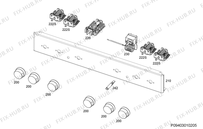 Взрыв-схема плиты (духовки) Zanussi ZCE663NW - Схема узла Command panel 037